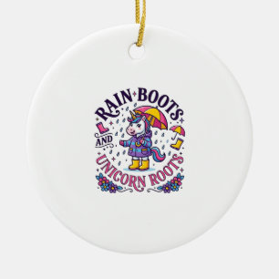 Eenhoorn regenlaarzen en Eenhoorn Roots Commercial Keramisch Ornament