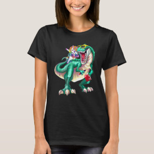 Eenhoorn Ridende Dinosaurus met Zonnebril School T-shirt