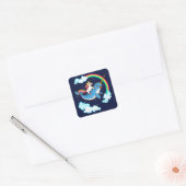 Eenhoorn Riding Narwhal Compact Vierkante Sticker (Envelop)