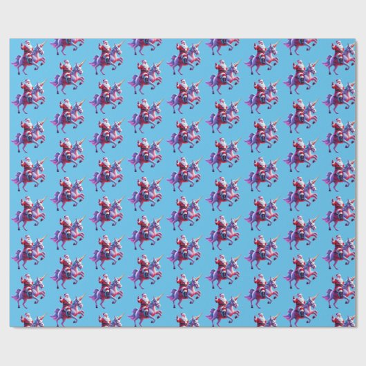 Eenhoorn Riding Santa Cadeaupapier (Vlak)