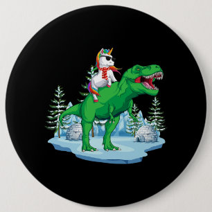 Eenhoorn Riding Trex Kerstmis Dinosaurus Jongens M Ronde Button 6,0 Cm