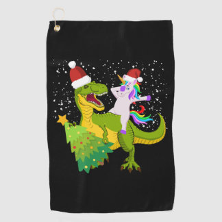 eenhoorn rijden dinosaurus boom Trex dabbing Kerst Golfhanddoek
