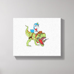 Eenhoorn Rijden Dinosaurus Kinder Jongens Meisjes  Canvas Afdruk