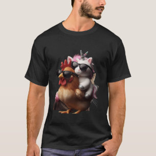 Eenhoorn Rijden Kip Jongens Meisjes Vrouwen Kinder T-shirt