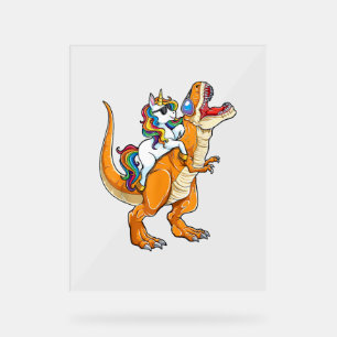 Eenhoorn Rijden T rex Mannen Vrouwen Dinosaurus Fu Acryl Bord