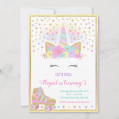 Eenhoorn Roller Schaats Uitnodiging, Eenhoorn Kaart (Voorkant)