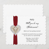 Eenhoorn Rood Kanten Bruidsmeisje Kaart (Voorkant / Achterkant)