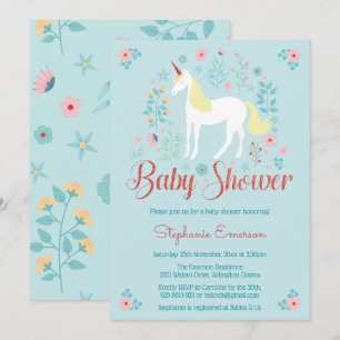 Eenhoorn Roos Gold Glitter Baby shower Invitation Kaart