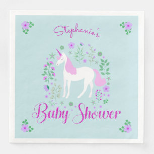  eenhoorn roze aqua Baby shower gepersonaliseerd Servet