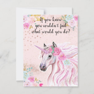 Eenhoorn Roze Glitter Motivatie Manifestatie Briefkaart