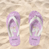 Eenhoorn roze glitter naam meisje kinder teenslippers