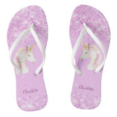 Eenhoorn roze glitter naam teenslippers (Voetbed)