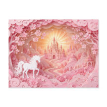 Eenhoorn Roze Kasteel Ansichtkaart