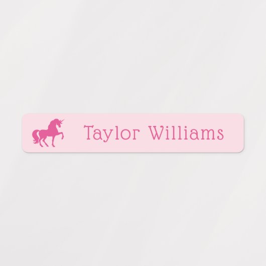 Eenhoorn roze tinten kinder waterdichte naam labels (Design 1)