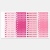 Eenhoorn roze tinten kinder waterdichte naam labels (Vel)