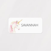 Eenhoorn roze wit naam meisje labels (Design 1)
