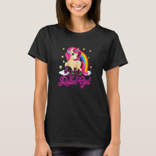 Eenhoorn Schaatsen Retro 70s 80s Roller Meisje Rai T-shirt