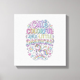 Eénhoorn Schattig Kleurrijk en een Beetje Magisch  Canvas Afdruk