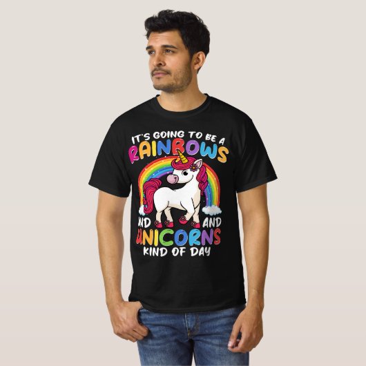 Eenhoorn Schattig Whimsisch Grappig Regenbogen En  T-shirt (Voorkant volledig)