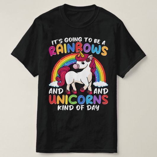 Eenhoorn Schattig Whimsisch Grappig Regenbogen En  T-shirt (Design voorkant)