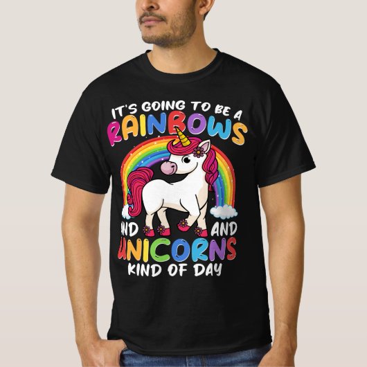 Eenhoorn Schattig Whimsisch Grappig Regenbogen En  T-shirt (Voorkant)