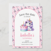 Eenhoorn Schattige Magisch Verjaardagsfeest Save The Date (Voorkant)