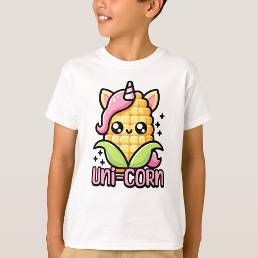 Eenhoorn! Schattigee eenhoorn maïs woordspeling T-shirt (Voorkant)
