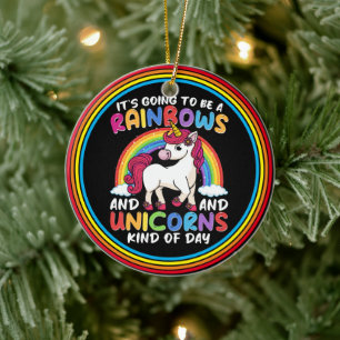Eenhoorn Schattigee grillige grappige regenbogen e Keramisch Ornament