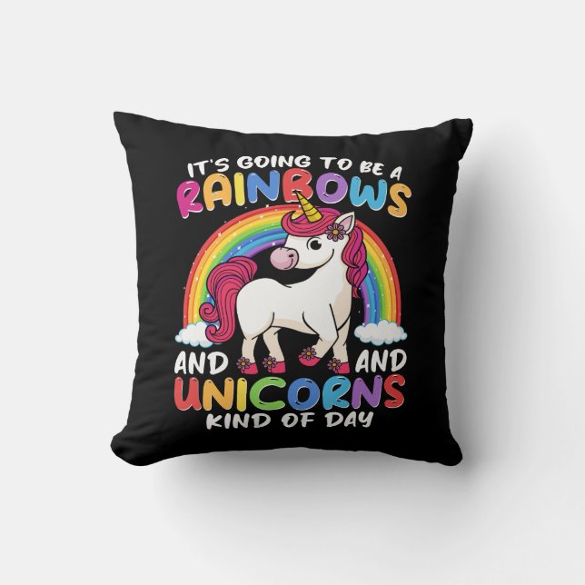 Eenhoorn Schattigee grillige grappige regenbogen e Kussen (Voorkant)