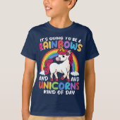 Eenhoorn Schattigee grillige grappige regenbogen e T-shirt (Voorkant)