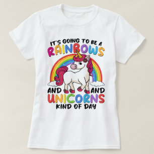 Eenhoorn Schattigee grillige grappige regenbogen e T-shirt