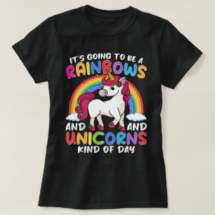 Eenhoorn Schattigee grillige grappige regenbogen e T-shirt