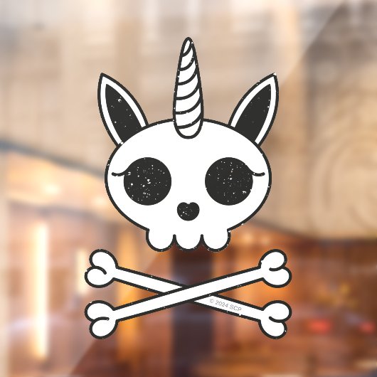 Eenhoorn Schedel en Kruisbeenderen Raamsticker