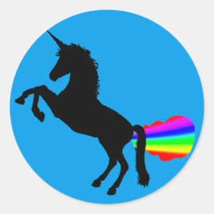 Eenhoorn scheten regenbogen sticker turkoois