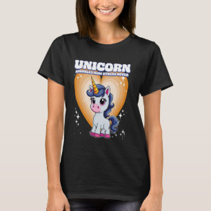 Eenhoorn schittert nu stress nooit eenhoorn t-shirt