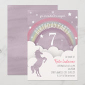 Eenhoorn Silhouet Regenboogwolken + Sterren Verjaa Kaart (Voorkant / Achterkant)