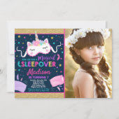 Eenhoorn Sleepover Party Uitnodiging Slumber Party (Voorkant)
