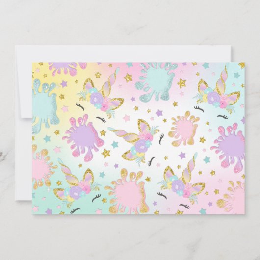 Eenhoorn Slijm Verjaardag Uitnodiging Slijm Party (Achterkant)