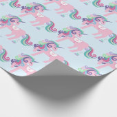 Eenhoorn Sparkl Glitter Roze Bloemen Snoep Baby Bl Cadeaupapier (Hoek)