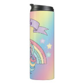 Eenhoorn & Sparkly Rainbow Aangepaste Naam Kleurri Thermosbeker (Geroteerd rechts)