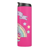 Eenhoorn & Sparkly Rainbow Aangepaste naam op Hot  Thermosbeker (Geroteerd rechts)