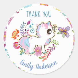 Eenhoorn Speeltuin - Stickers voor Babyfeestje