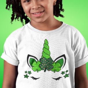 Eenhoorn St. Patrick's Day Groen Klaverblad T-shirt