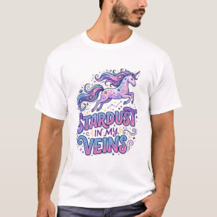 Eenhoorn-sterrenstof in mijn aderen Retro stijl le T-shirt