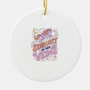 Eenhoorn Sterrenstof in Mijn Aderen Whimsical Merc Keramisch Ornament