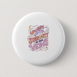 Eenhoorn-sterrenstof in mijn aderen Whimsical Merc Ronde Button 5,7 Cm