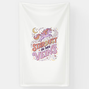 Eenhoorn-sterrenstof in mijn aderen Whimsical Merc Spandoek