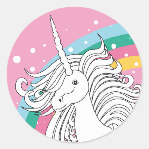 EENHOORN STICKER ROZE