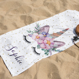 Eenhoorn strandhanddoek | Eenhoorn gezicht Strandlaken