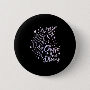 Eenhoorn T-shirt voor Meisjes Roze Paars Jagen Op Ronde Button 5,7 Cm
